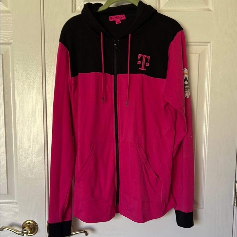 T Mobile Pink and Black Women's Zip Up Sweatshirt - SMALL - BRAND NEW